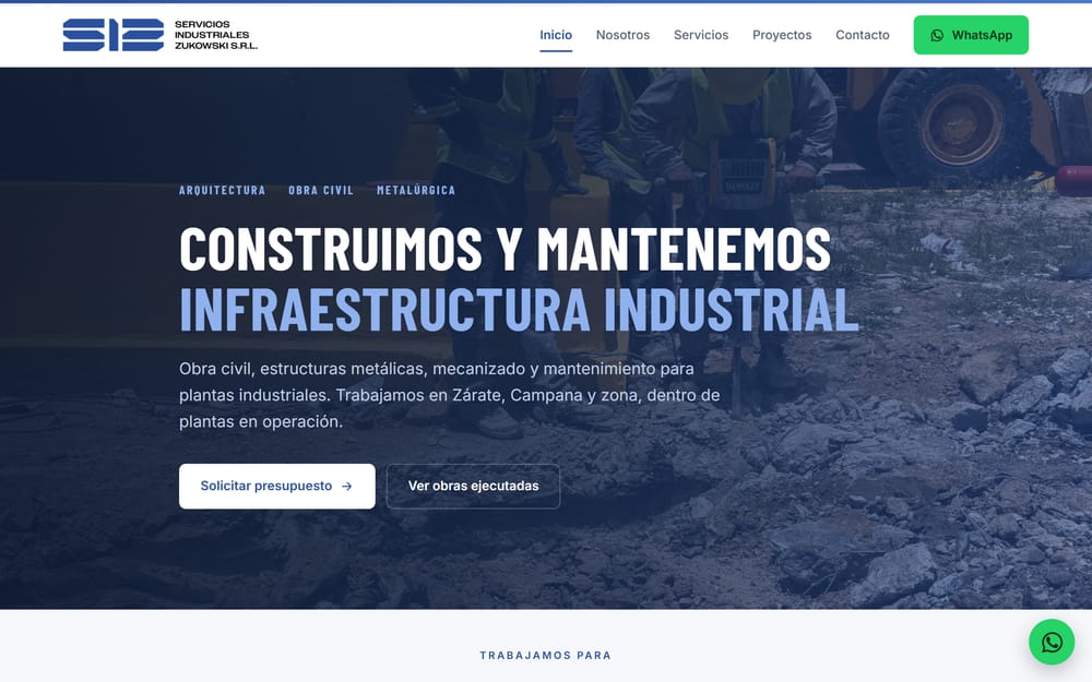 Sitio web de Servicios Industriales Zukowski